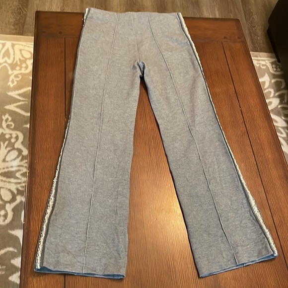 Vilagallo Knit Pant. Tuxedo stripe with pearl beads and sparkly thread. Size 38 - Picture 7 of 11